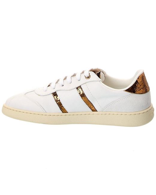 Ferragamo White Achille 2 Leather & Suede Sneaker
