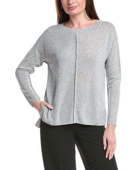 Lafayette 148 New York Gray Multi-Gauge Linen-Blend Sweater