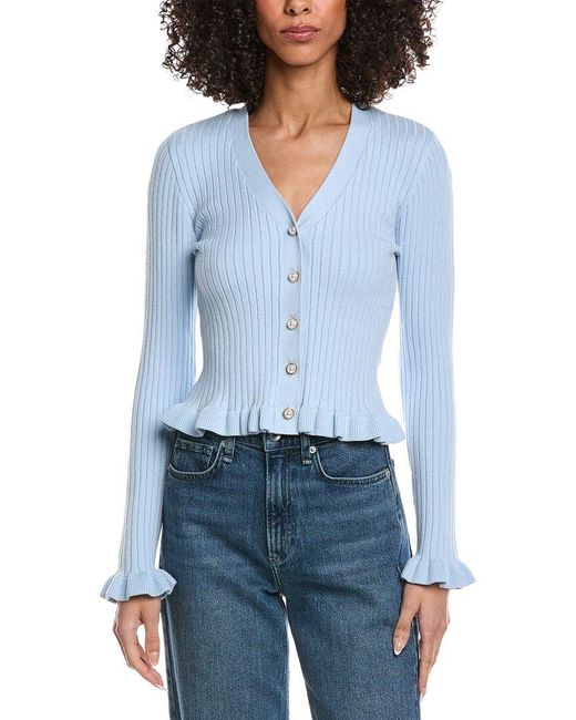 Laundry by Shelli Segal Blue Ruffle Hem Cardigan