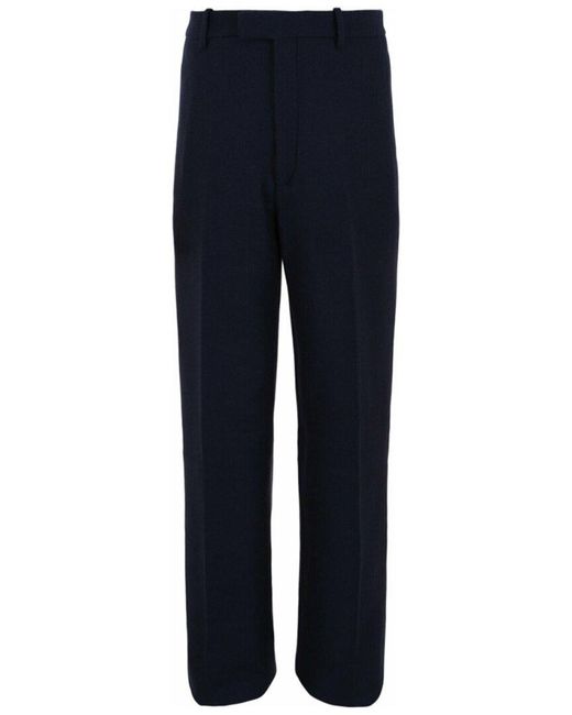 Ferragamo Blue Flat-Front Wool Trouser for men