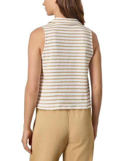 Lilla P Natural Sleeveless Collared Top