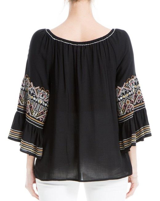 Max Studio Black Embroidered Top