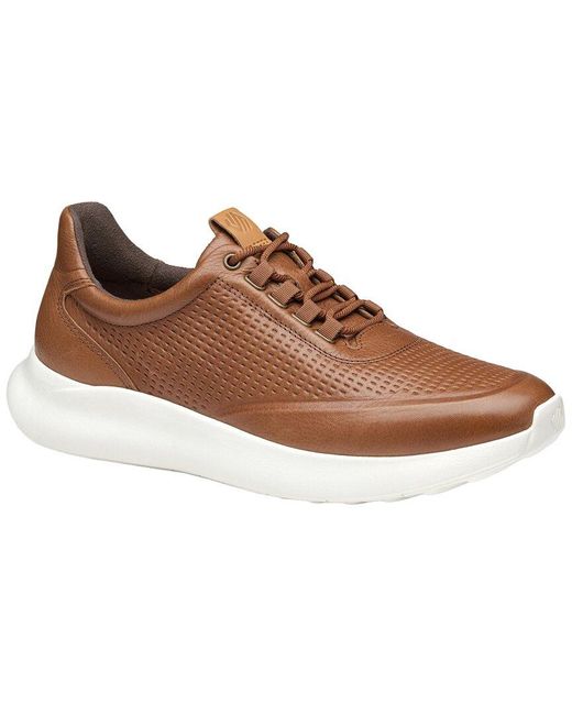 Johnston & Murphy Brown Amherst 2.0 Embossed U-Throat Leather Sneaker for men