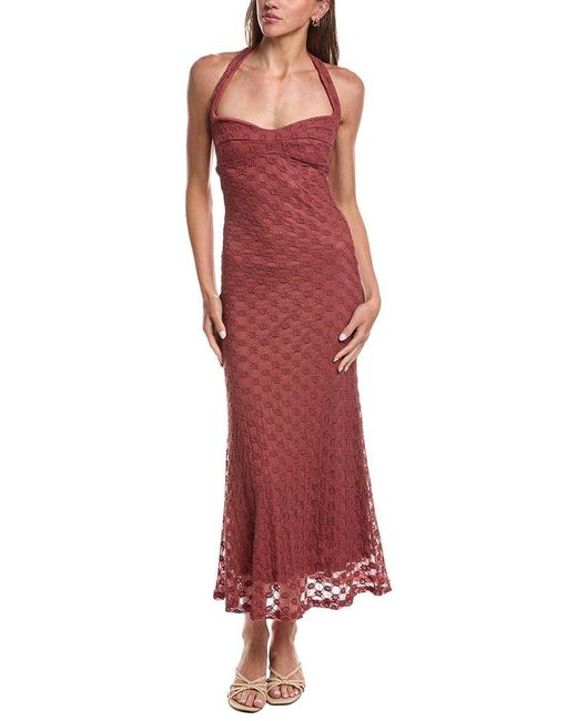 Bardot Red Mariko Halter Neck Maxi Dress