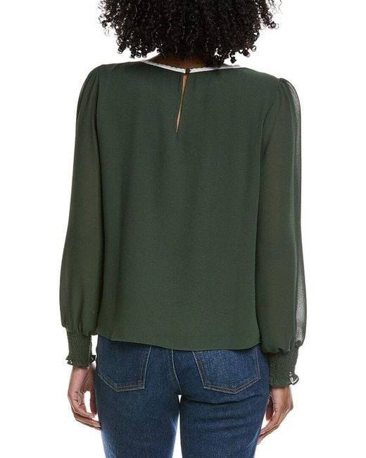 Cece Green Embroidered Top