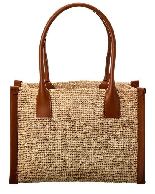 Christian Louboutin Brown By My Side Small Raffia & Leather Tote
