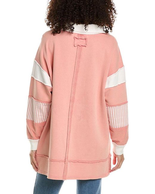 Free People Pink Clean Prep Polo Pullover