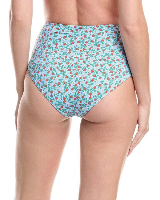 Sea Blue Lilly Print High-Waist Bikini Bottom