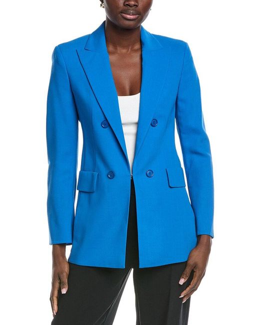 Akris Blue Lucia Wool-Blend Blazer