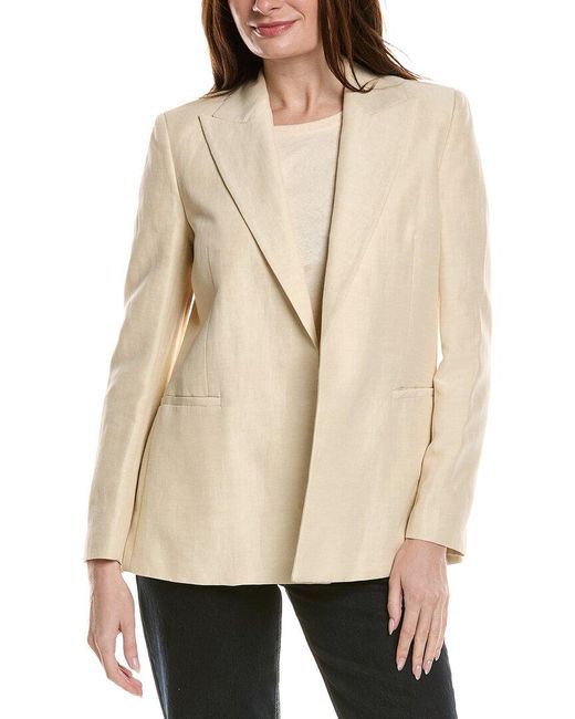 Lafayette 148 New York Natural Peak Lapel Linen-Blend Blazer