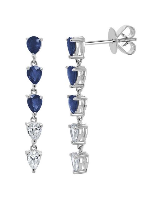 Sabrina Designs White 14k 1.53 Ct. Tw. Diamond & Sapphire Dangle Earrings