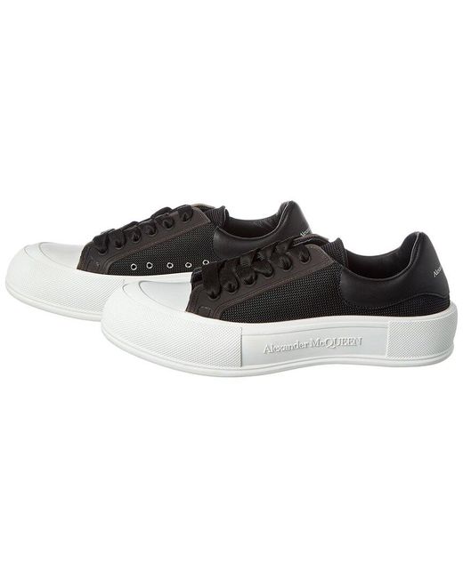 Alexander McQueen Black Vintage Leather-trim Sneaker
