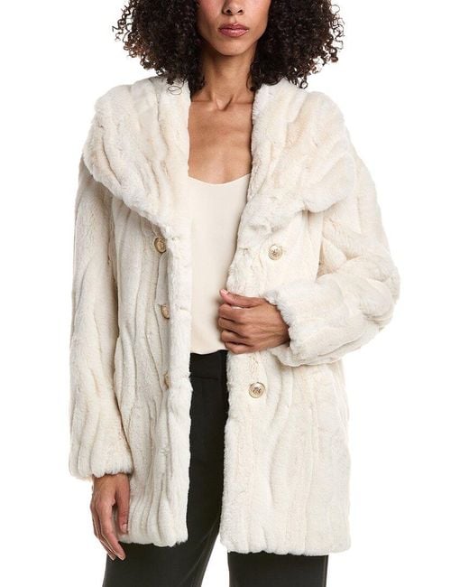 Joseph Ribkoff Natural Faux Fur Textured Coat
