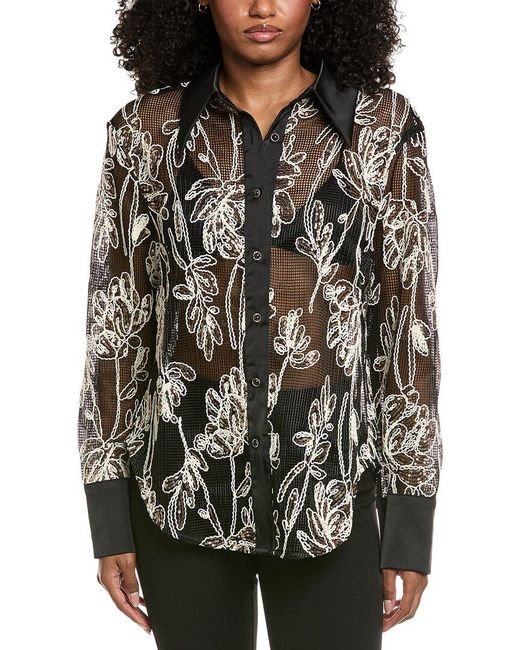 Beulah London Black Mesh Blouson Top