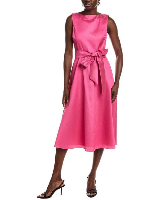 Badgley Mischka Pink Gazar Boatneck Cocktail Dress