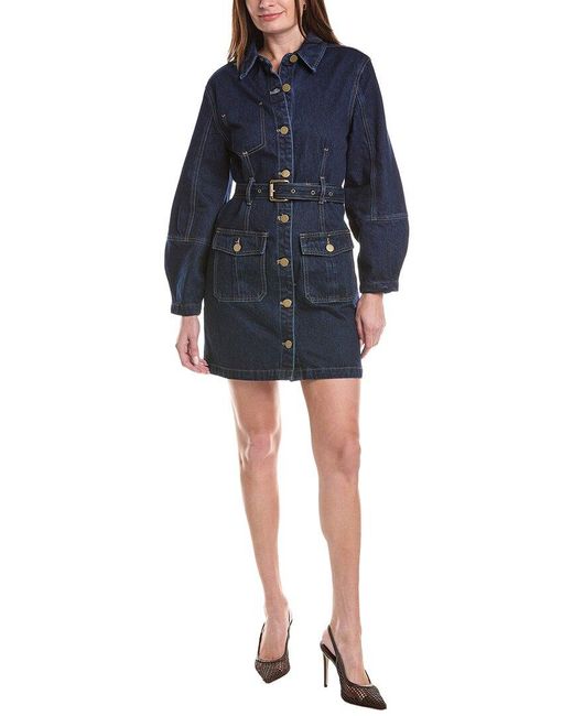House of Harlow 1960 Blue Cassian Lantern Sleeve Denim Shirtdress