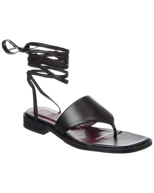 Staud Black Alexandre Lace-Up Leather Sandal