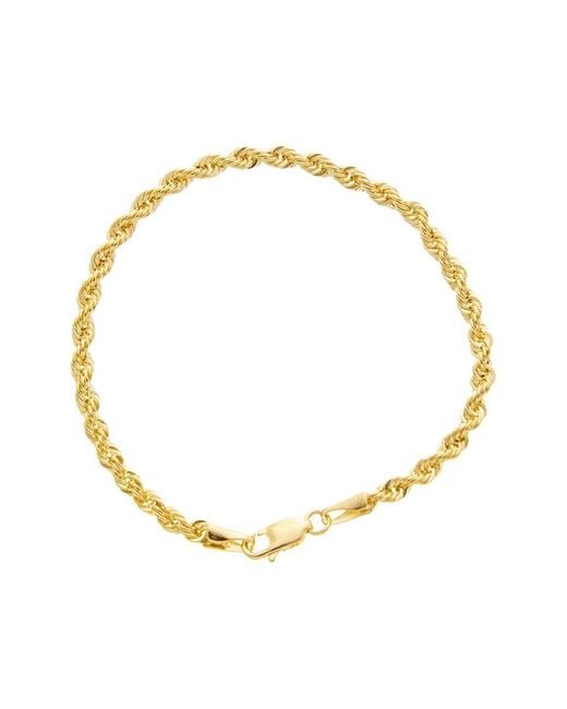 Italian Gold Metallic 14K 3.3Mm Hollow Rope Bracelet