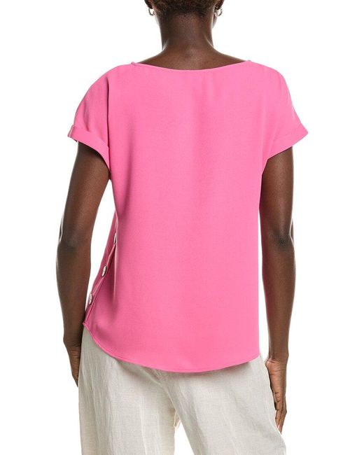 Jones New York Pink Jasper Crepe Button Detail Blouse