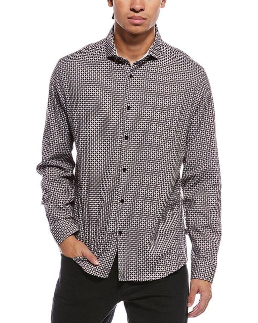 Stone Rose Gray Stretch Print Shirt for men