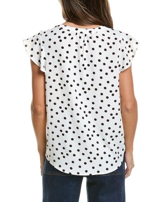 Adrianna Papell White Printed Texture Airflow Woven Blouse