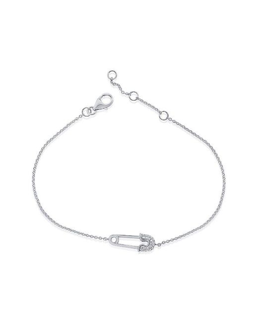 Sabrina Designs White 14k 0.07 Ct. Tw. Diamond Safety Pin Bracelet
