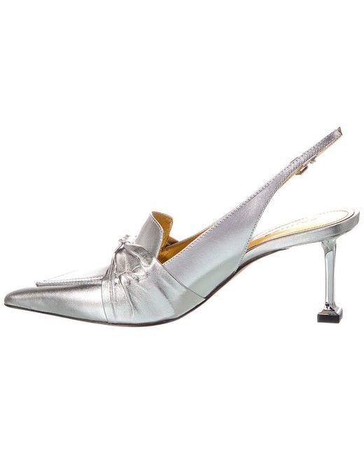 SCHUTZ SHOES White Fiorella Metallic Leather Sandal