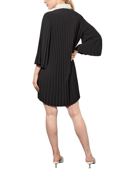 Ming Wang Black Mini Crepe De Chine Shift Dress
