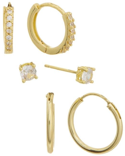 Rebecca Minkoff Metallic 14K Plated Cz Earring Set