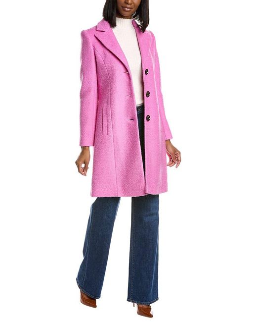 Sam Edelman Notch Collar Wool-blend Coat in Pink | Lyst