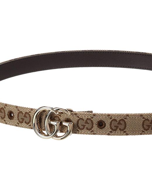 Gucci Natural Gg Marmont Thin Gg Canvas Belt
