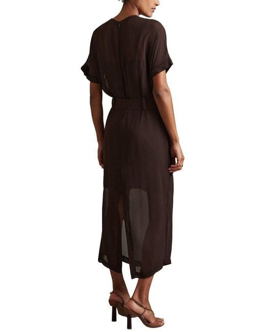 Reiss Essie Front Pocket Midi Dress in Brown | Lyst