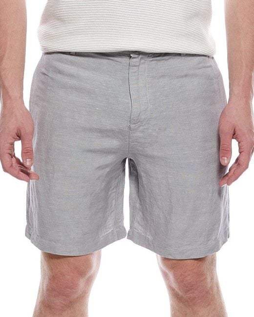 Tahari Gray Woven Flat Front Linen-blend Short for men