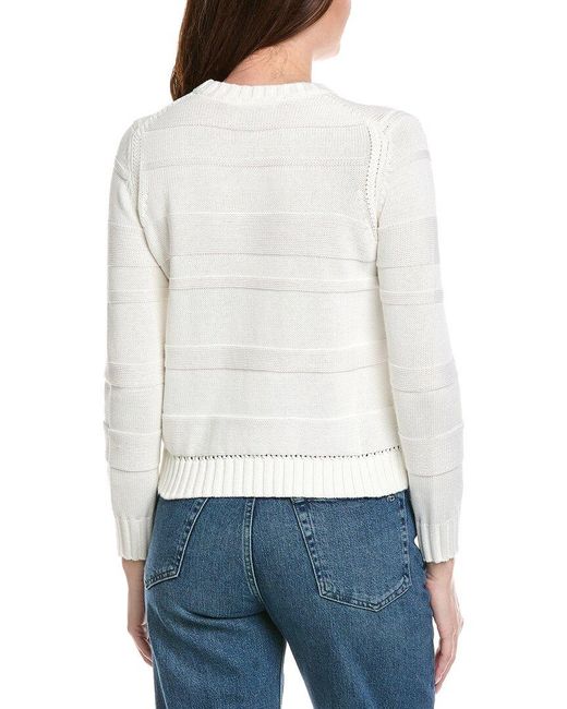 Hannah Rose White Jessie Textured Stripe Pullover