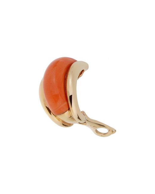 Van Cleef & Arpels Orange 18K Coral Clip-On Hoops (Authentic Pre-Owned)