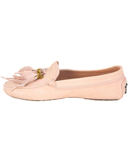 Tod's Pink Gommino Suede Moccasin