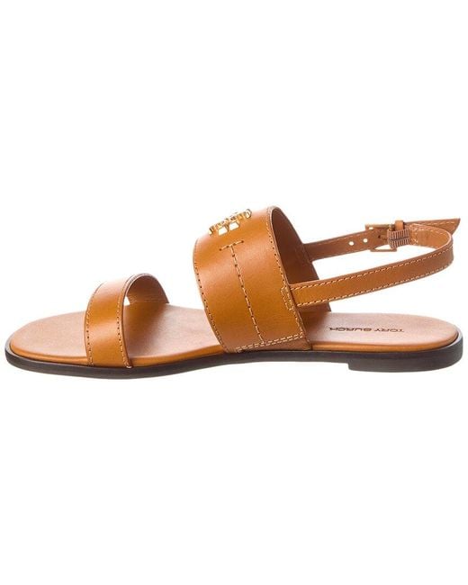 Tory Burch Brown Mini Everly Back Strap Leather Sandal
