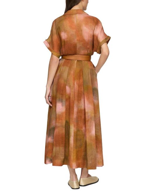 Lafayette 148 New York Brown Notch Lapel Shirtdress