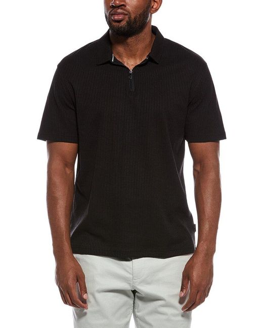 Ted Baker Black Rib Zip Polo Shirt for men