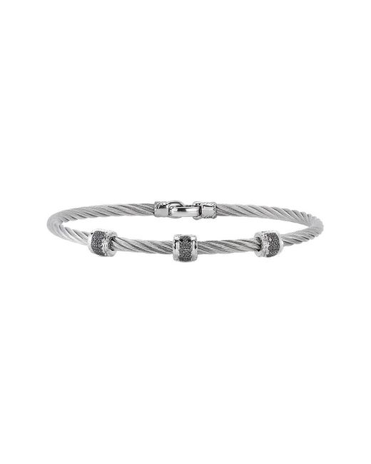 Alor Yellow Cable Multi Station Stackable Bracelet with 18kt White Gold & Diamonds (Size: Size 7.5)