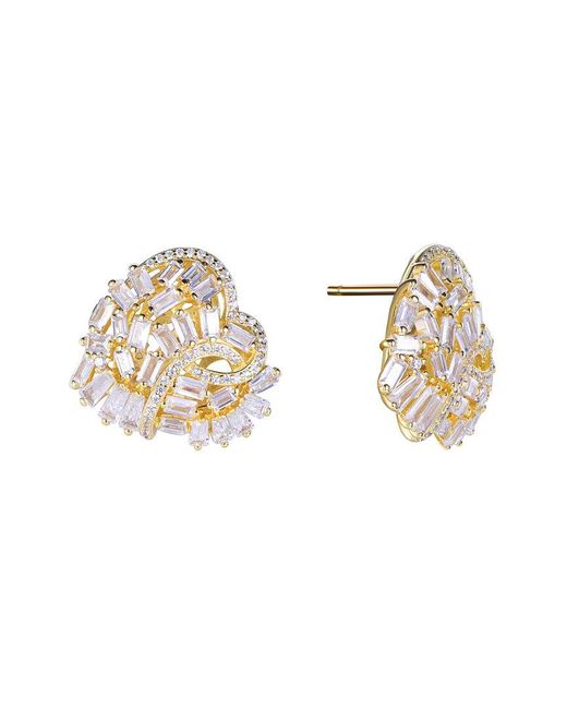 Suzy Levian CZ Jewelry Metallic Suzy Levian Cz Large Cluster Heart Earrings