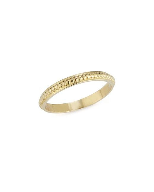 Italian Gold White 14K Beaded Band Ring