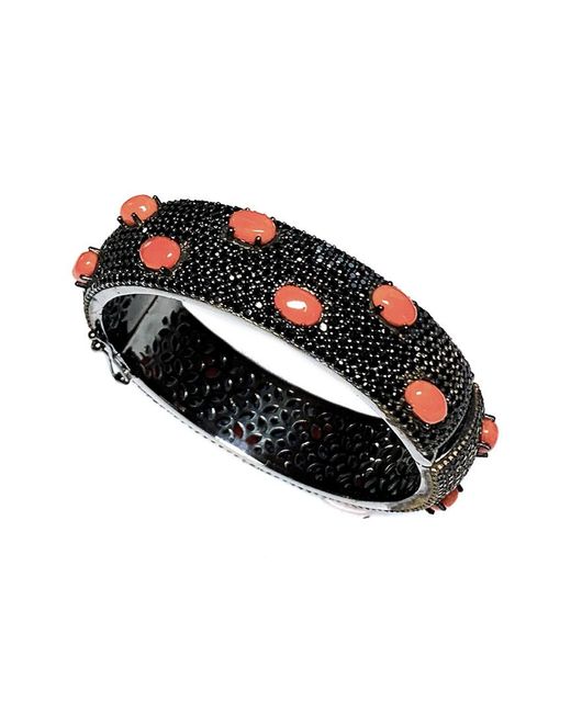 Arthur Marder Fine Jewelry Silver Black Spinel & Coral Bracelet