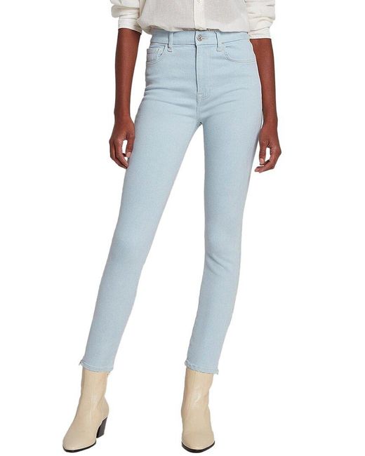7 For All Mankind Blue Ultra High Rise Skinny Ankle Pe1 Jean