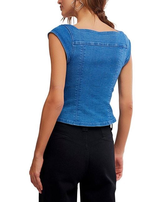 Free People Blue Marilyn Denim Top