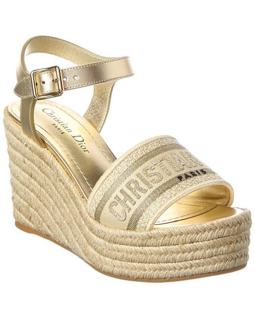 Dior Metallic Dway Leather Wedge Sandal