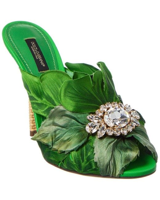 Dolce & Gabbana Green Logo Leather Sandal