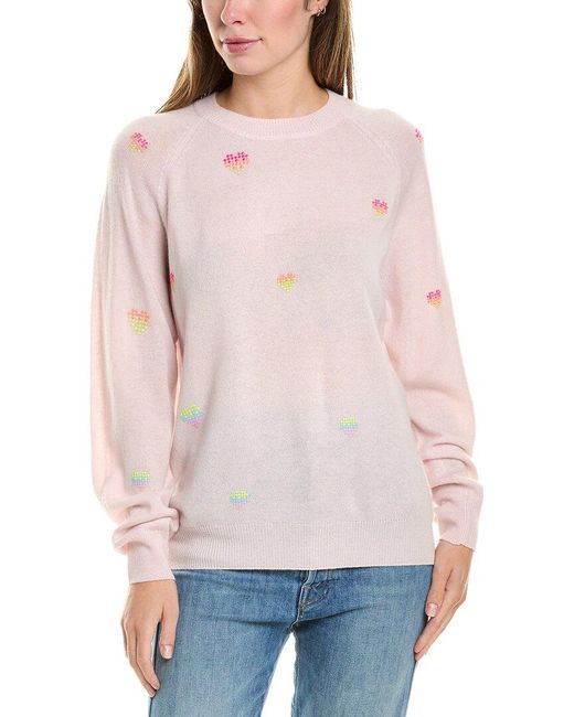 Brodie Cashmere Gray Wool & Cashmere-Blend Heart Studded Jumper