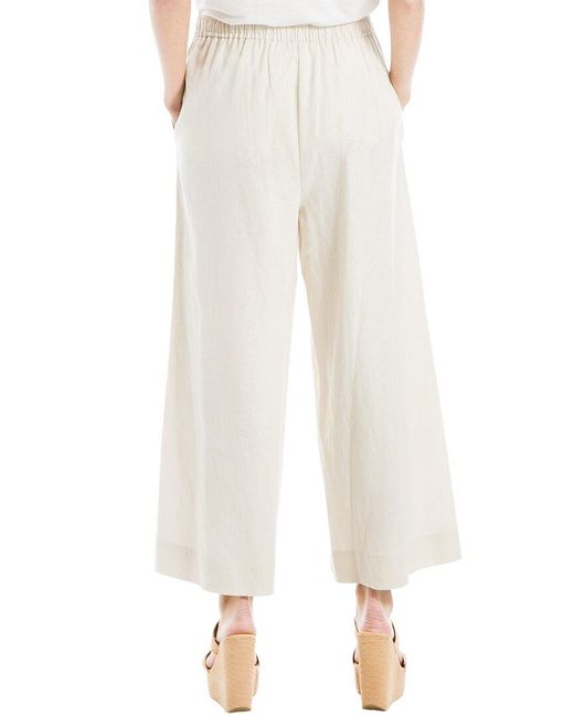 Max Studio White Drawstring Crop Linen-Blend Pant