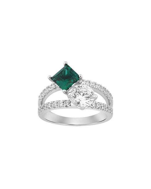 Brilliant Bloom White 14K 2.40 Ct. Tw. Lab-Grown Diamond & Emerald Ring